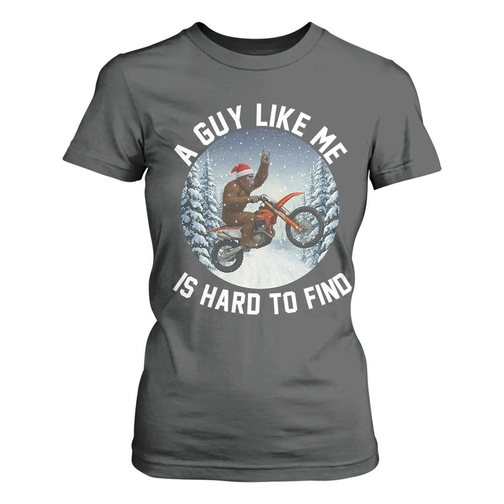 Funny Bigfoot Motorcycle Christmas T Shirt For Women Sasquatch Rock On Hand Xmas TS14 Dark Heather Print Your Wear