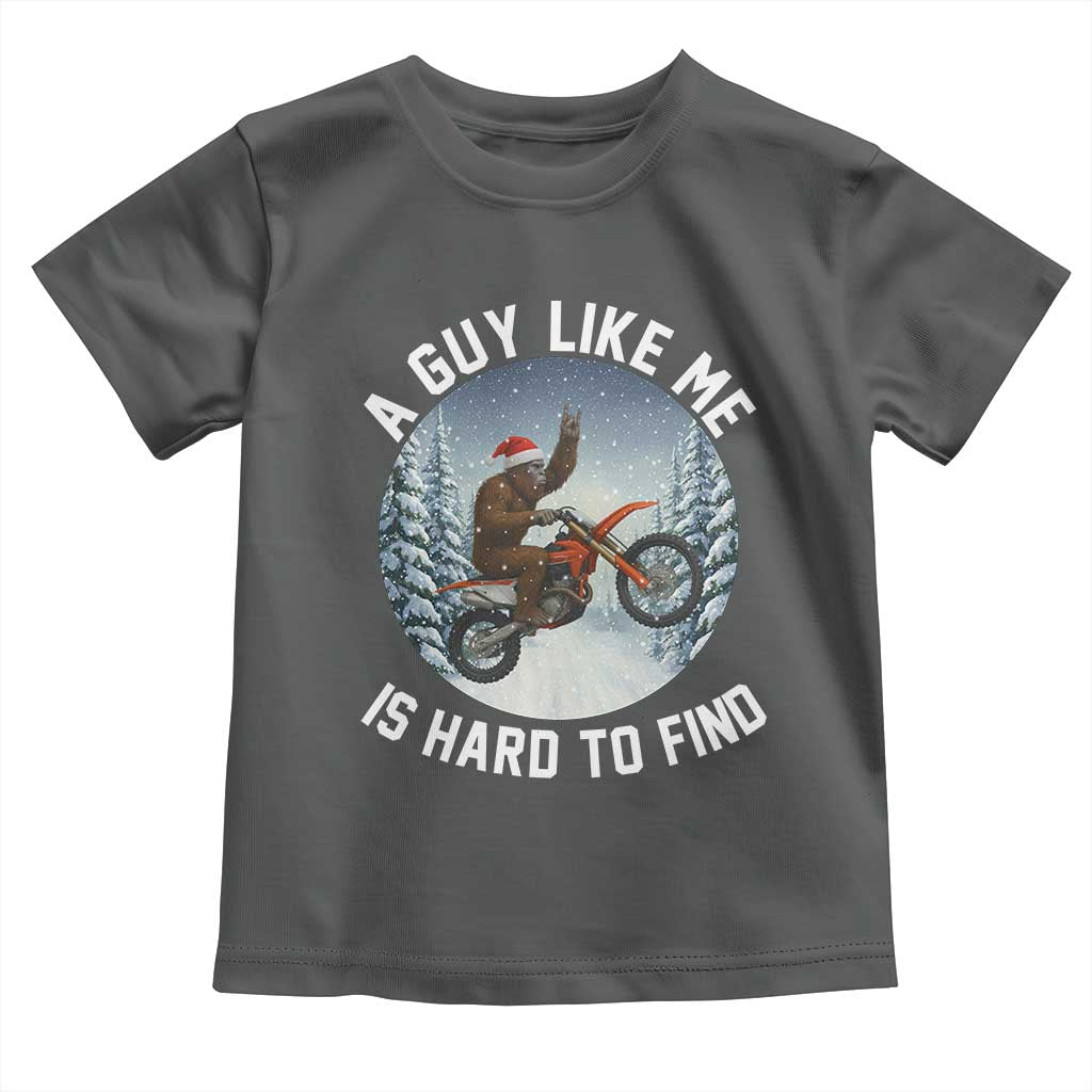 Funny Bigfoot Motorcycle Christmas Toddler T Shirt Sasquatch Rock On Hand Xmas TS14 Dark Heather Print Your Wear