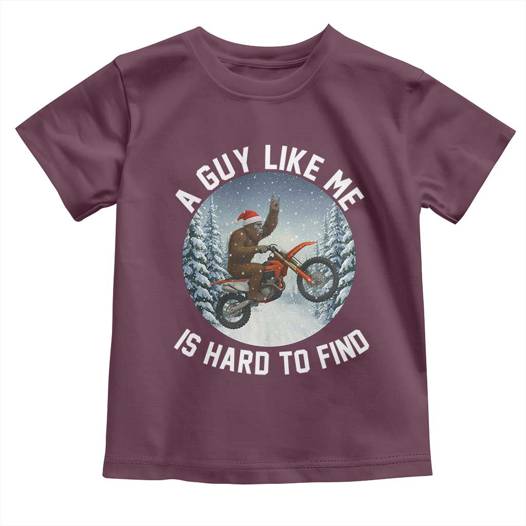 Funny Bigfoot Motorcycle Christmas Toddler T Shirt Sasquatch Rock On Hand Xmas TS14 Maroon Print Your Wear