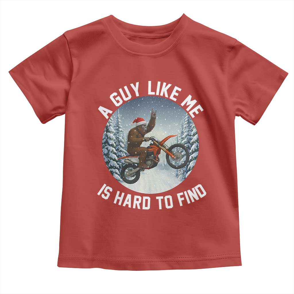 Funny Bigfoot Motorcycle Christmas Toddler T Shirt Sasquatch Rock On Hand Xmas TS14 Red Print Your Wear