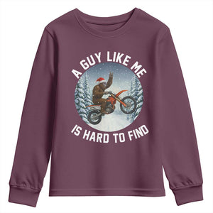 Funny Bigfoot Motorcycle Christmas Youth Sweatshirt Sasquatch Rock On Hand Xmas TS14 Maroon Print Your Wear