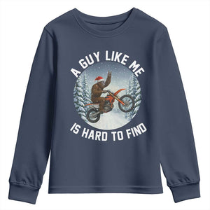 Funny Bigfoot Motorcycle Christmas Youth Sweatshirt Sasquatch Rock On Hand Xmas TS14 Navy Print Your Wear