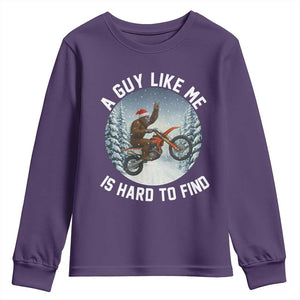 Funny Bigfoot Motorcycle Christmas Youth Sweatshirt Sasquatch Rock On Hand Xmas TS14 Purple Print Your Wear