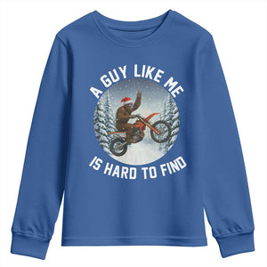 Funny Bigfoot Motorcycle Christmas Youth Sweatshirt Sasquatch Rock On Hand Xmas TS14 Royal Blue Print Your Wear