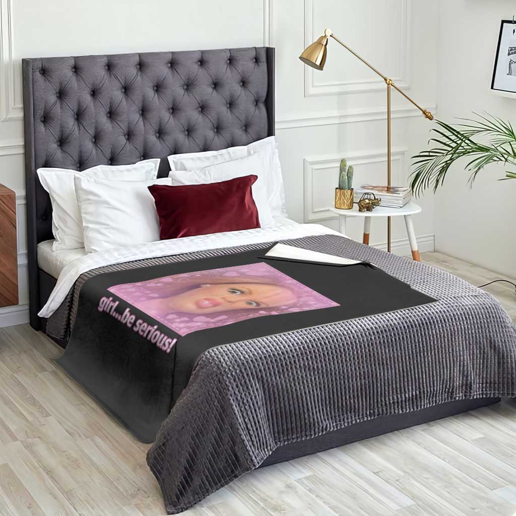 Funny Doll Face Meme Throw Blanket Girl Be Serious TS14 Print Your Wear