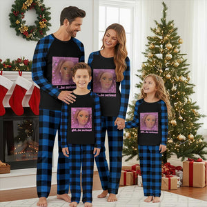 Funny Doll Face Meme Plaid Pajama Set Girl Be Serious TS14 Blue Plaid Print Your Wear