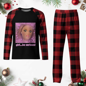 Funny Doll Face Meme Plaid Pajama Set Girl Be Serious TS14 Buffalo Plaid Print Your Wear