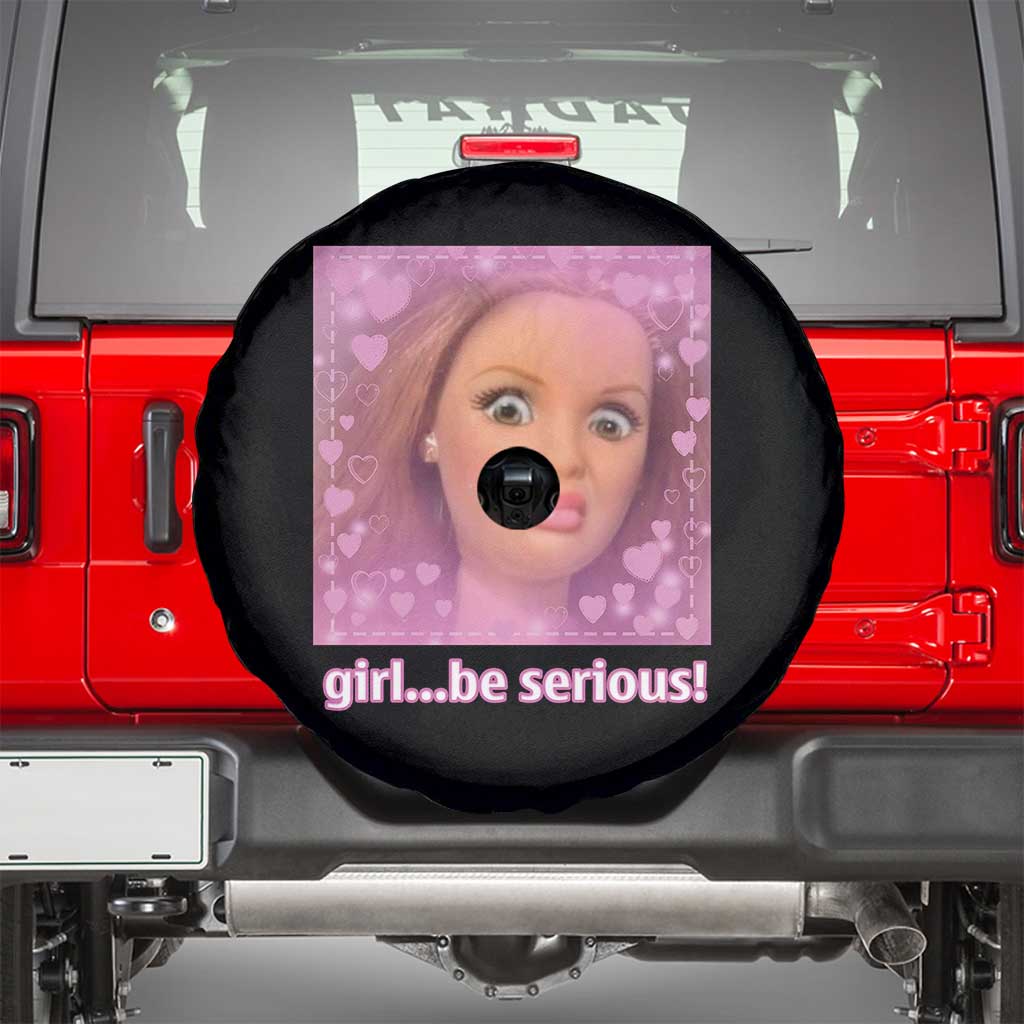 Funny Doll Face Meme Spare Tire Cover Girl Be Serious TS14 Black Print Your Wear