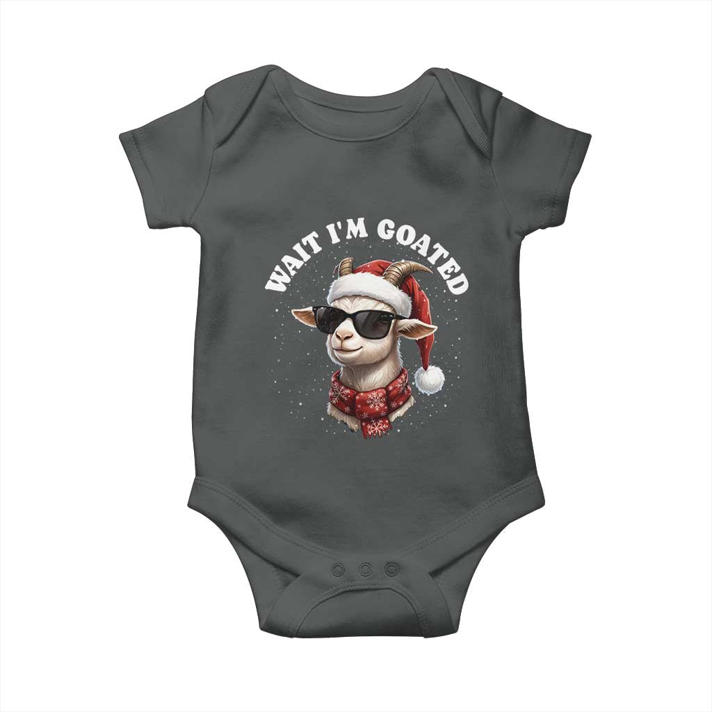 Funny Reindeer Christmas Baby Onesie Wait I Am Goated TS14 Dark Heather Print Your Wear