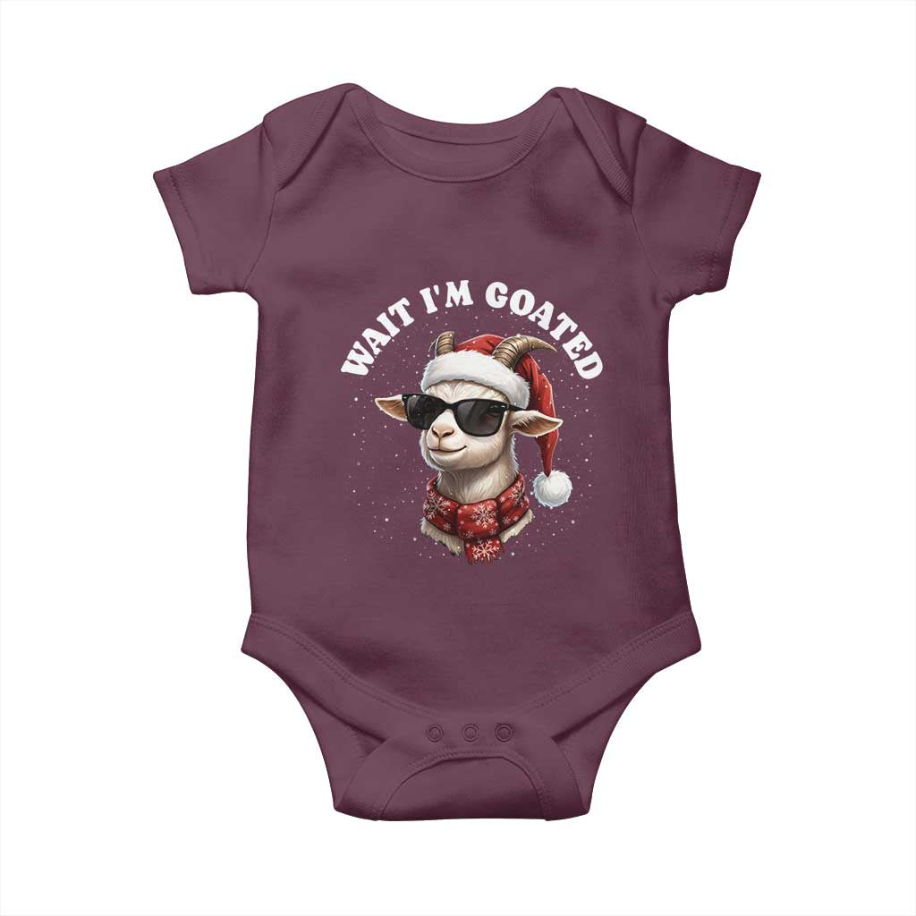 Funny Reindeer Christmas Baby Onesie Wait I Am Goated TS14 Maroon Print Your Wear