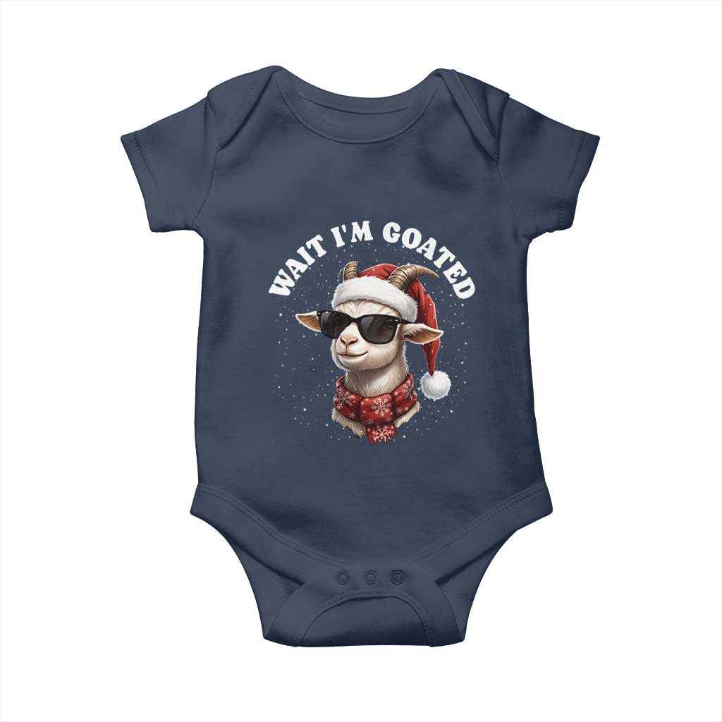 Funny Reindeer Christmas Baby Onesie Wait I Am Goated TS14 Navy Print Your Wear
