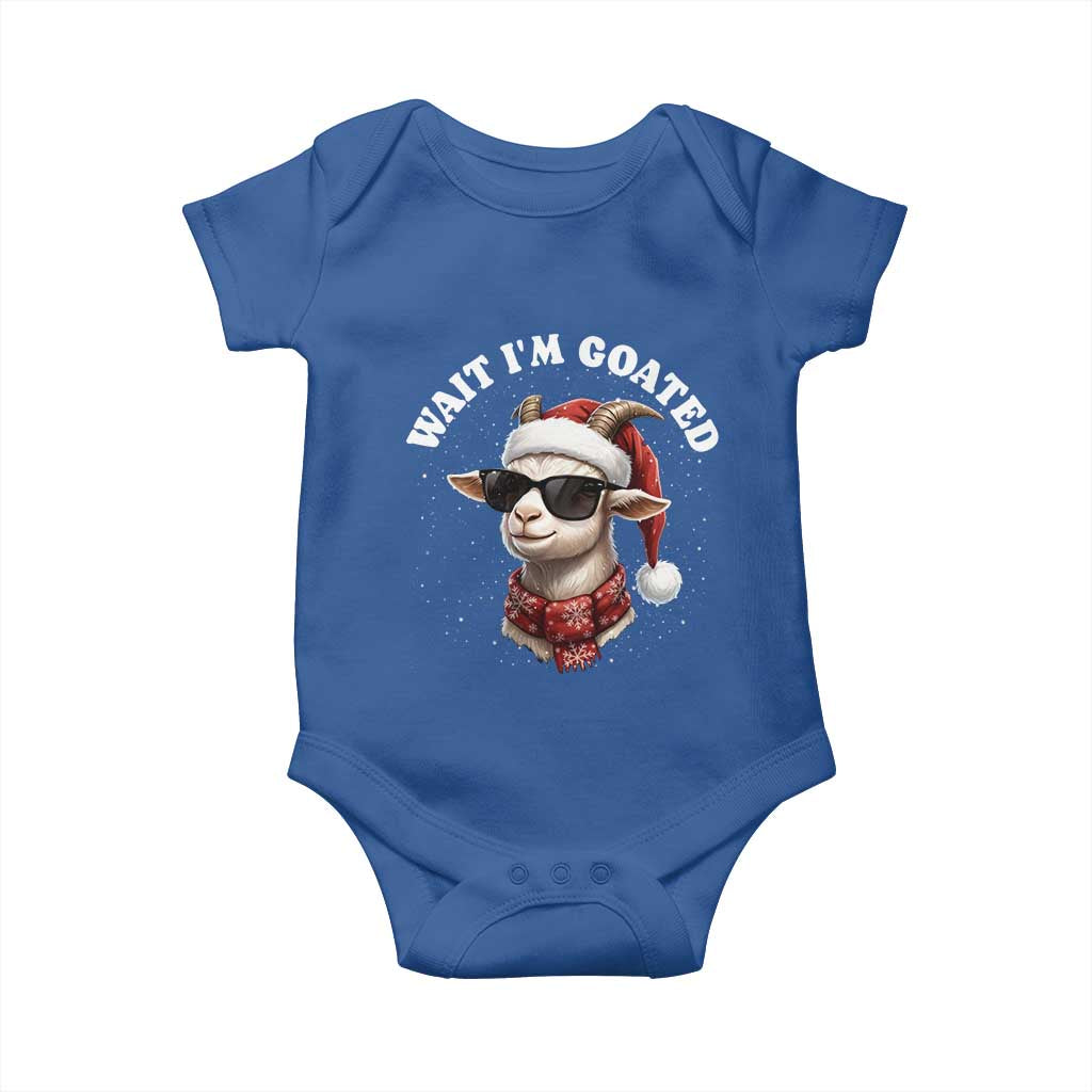 Funny Reindeer Christmas Baby Onesie Wait I Am Goated TS14 Royal Blue Print Your Wear