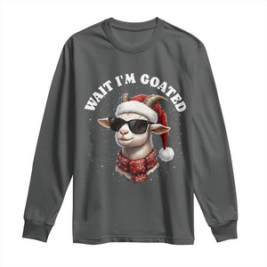 Funny Reindeer Christmas Long Sleeve Shirt Wait I Am Goated TS14 Dark Heather Print Your Wear
