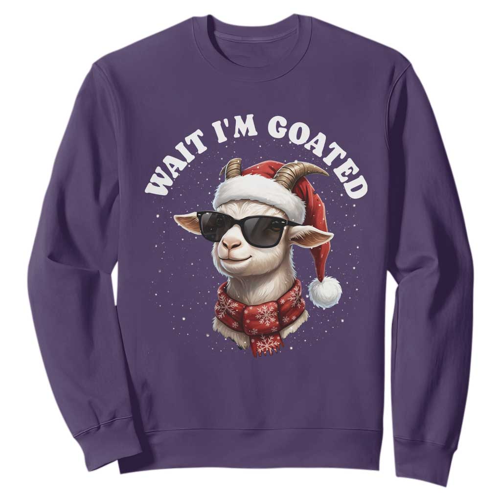Funny Reindeer Christmas Sweatshirt Wait I Am Goated TS14 Purple Print Your Wear