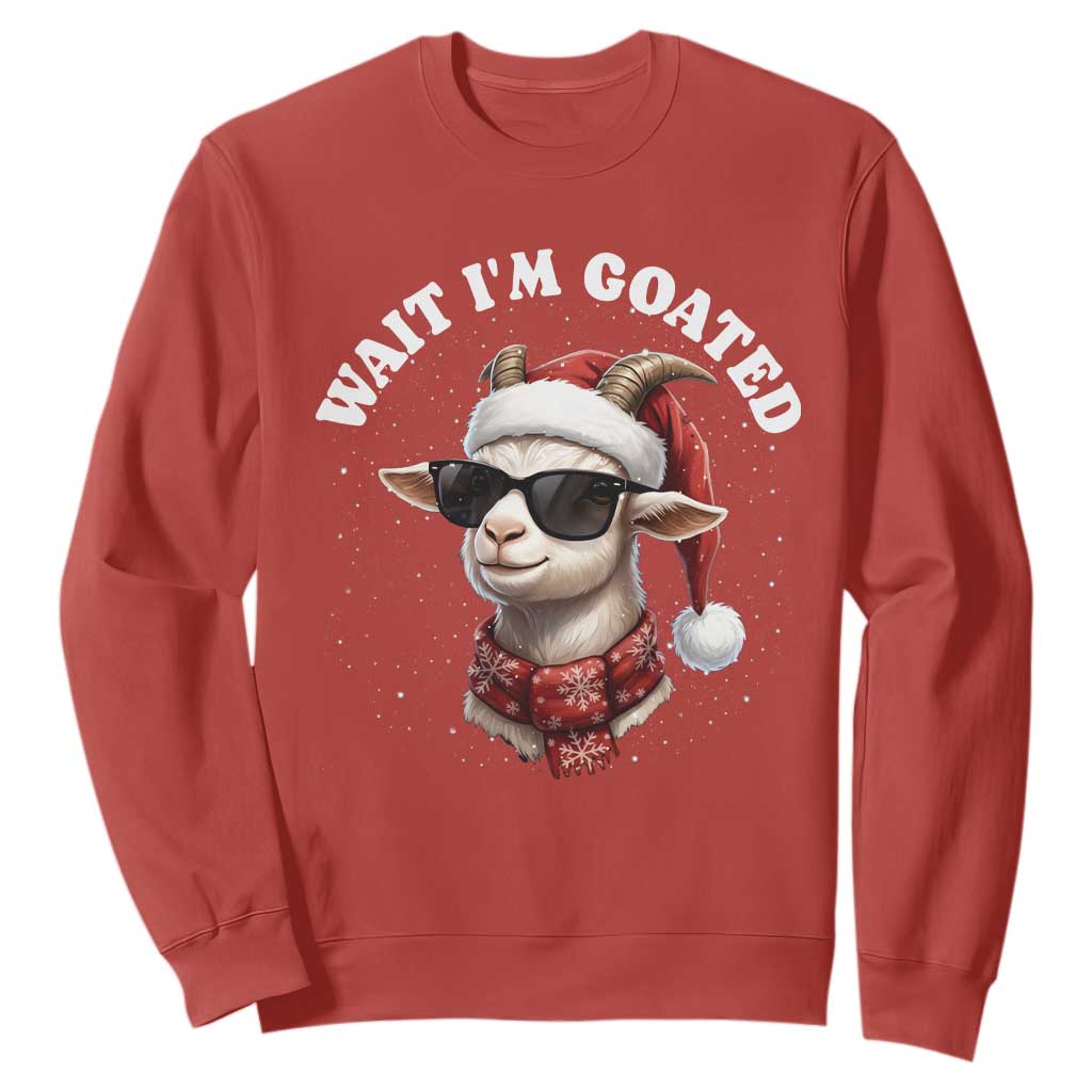Funny Reindeer Christmas Sweatshirt Wait I Am Goated TS14 Red Print Your Wear