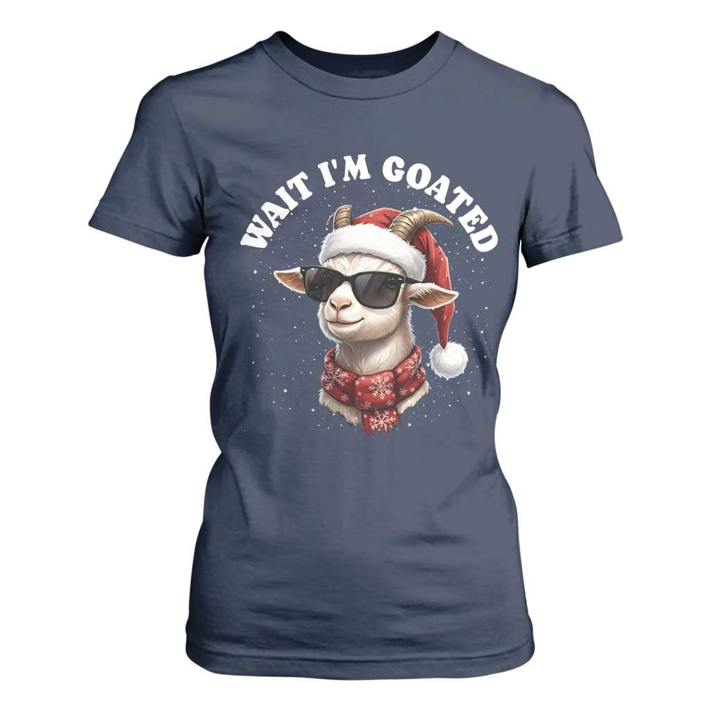 Funny Reindeer Christmas T Shirt For Women Wait I Am Goated TS14 Navy Print Your Wear