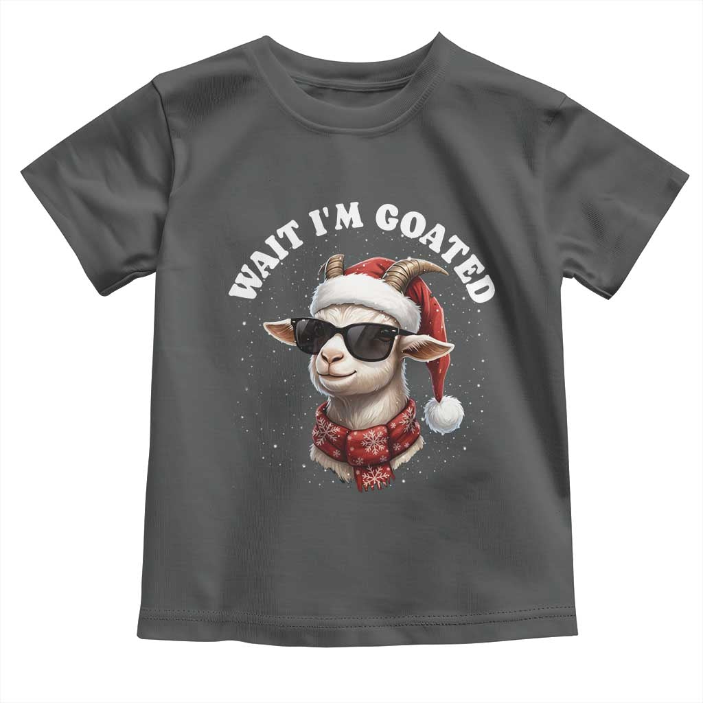 Funny Reindeer Christmas Toddler T Shirt Wait I Am Goated TS14 Dark Heather Print Your Wear