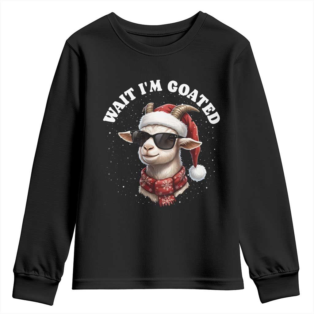 Funny Reindeer Christmas Youth Sweatshirt Wait I Am Goated TS14 Black Print Your Wear