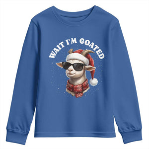 Funny Reindeer Christmas Youth Sweatshirt Wait I Am Goated TS14 Royal Blue Print Your Wear