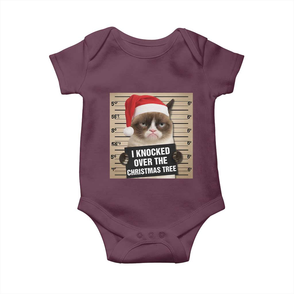 Funny Cat Mugshot Christmas Baby Onesie I Will Protect You Kitten No Matter What TS14 Maroon Print Your Wear