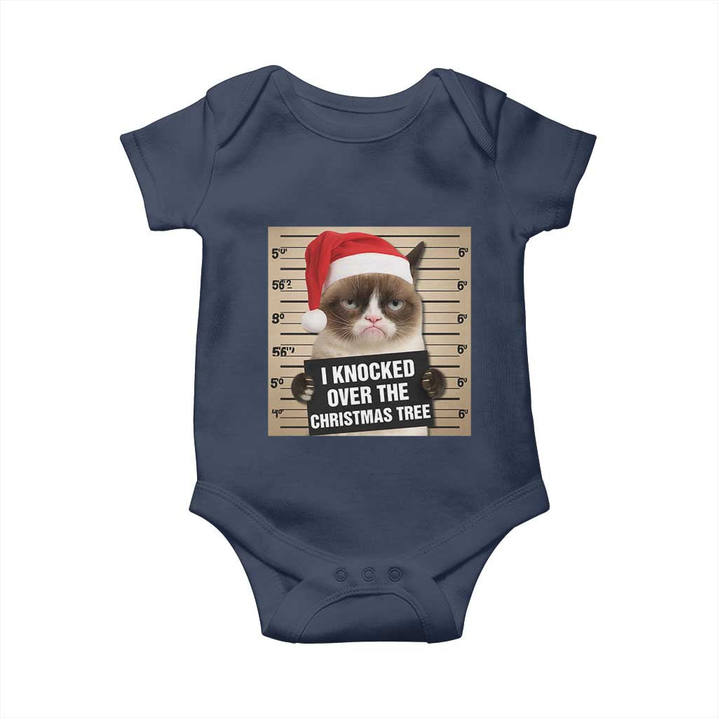 Funny Cat Mugshot Christmas Baby Onesie I Will Protect You Kitten No Matter What TS14 Navy Print Your Wear