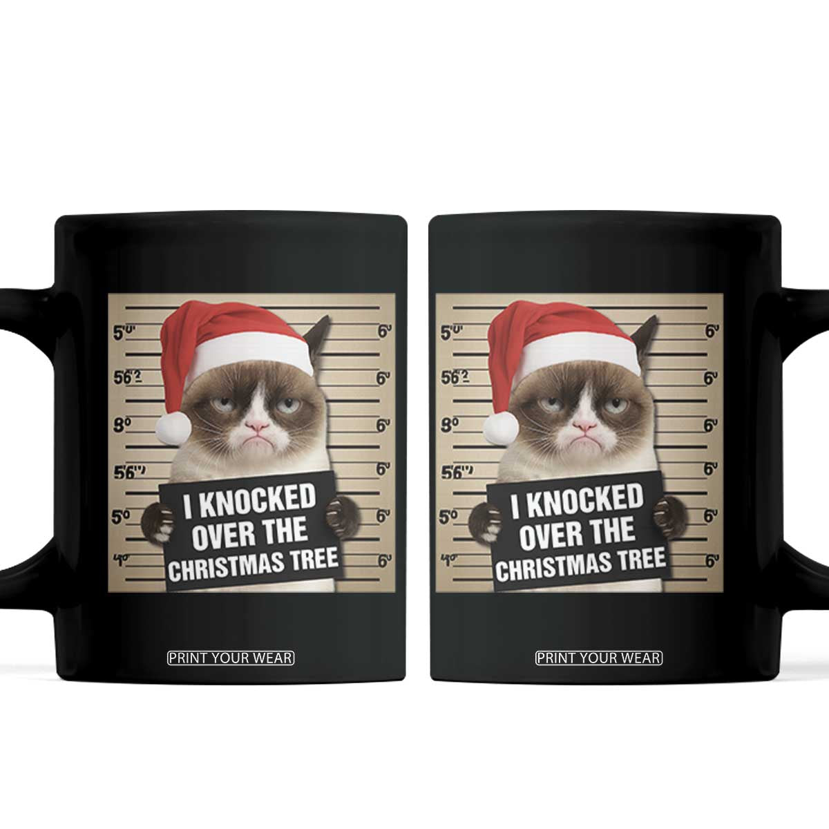 Funny Cat Mugshot Christmas Coffee Mug I Will Protect You Kitten No Matter What TS14 Black Print Your Wear
