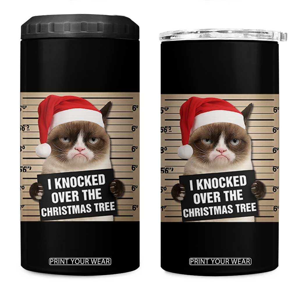 Funny Cat Mugshot Christmas 4 in 1 Can Cooler Tumbler I Will Protect You Kitten No Matter What TS14 One Size: 16 oz Black Print Your Wear
