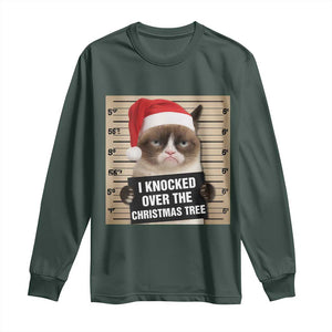 Funny Cat Mugshot Christmas Long Sleeve Shirt I Will Protect You Kitten No Matter What TS14 Dark Forest Green Print Your Wear