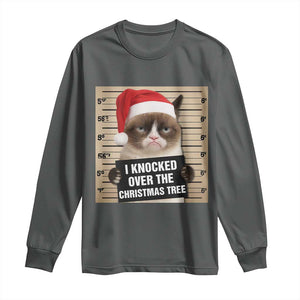 Funny Cat Mugshot Christmas Long Sleeve Shirt I Will Protect You Kitten No Matter What TS14 Dark Heather Print Your Wear