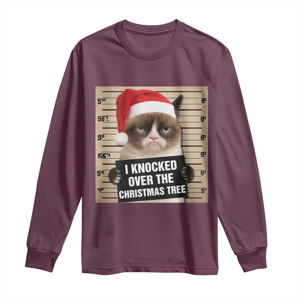 Funny Cat Mugshot Christmas Long Sleeve Shirt I Will Protect You Kitten No Matter What TS14 Maroon Print Your Wear