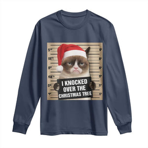 Funny Cat Mugshot Christmas Long Sleeve Shirt I Will Protect You Kitten No Matter What TS14 Navy Print Your Wear
