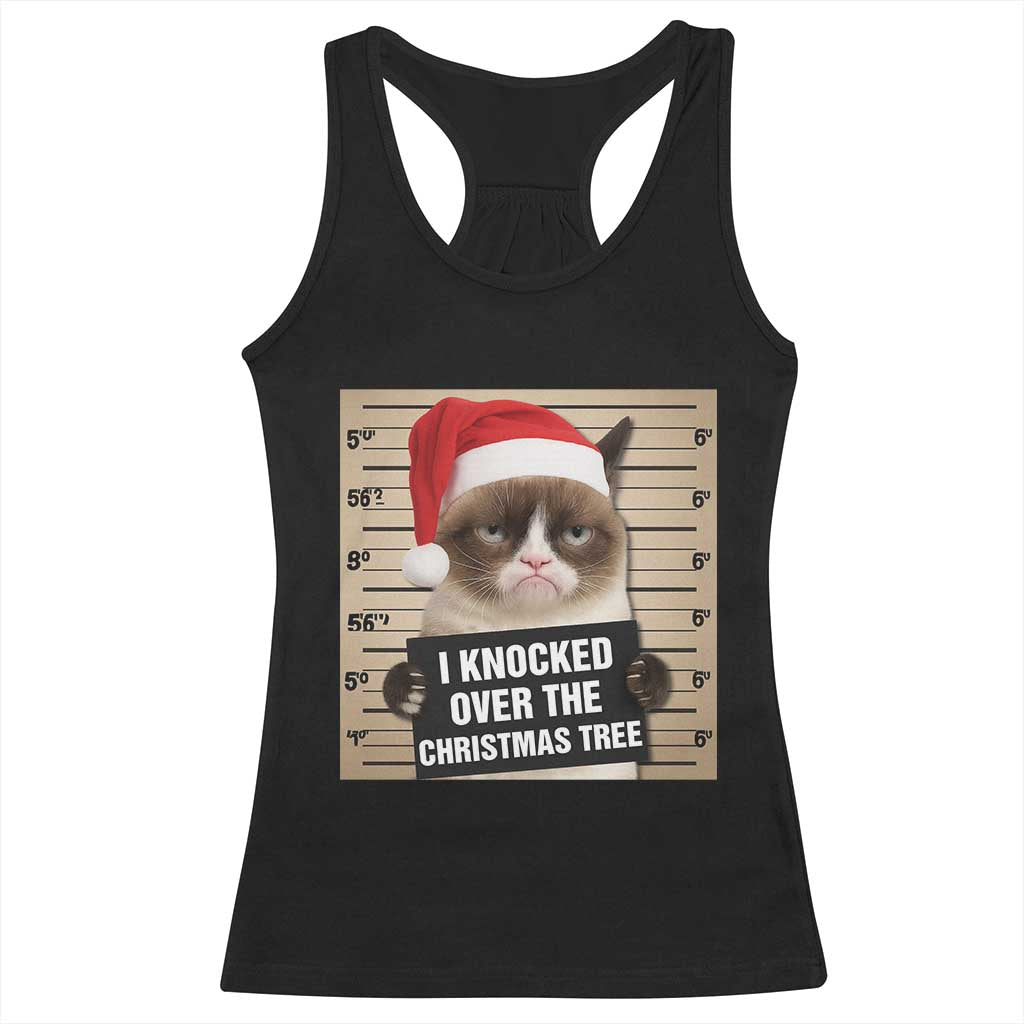 Funny Cat Mugshot Christmas Racerback Tank Top I Will Protect You Kitten No Matter What TS14 Black Print Your Wear