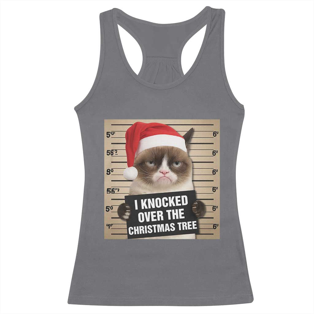Funny Cat Mugshot Christmas Racerback Tank Top I Will Protect You Kitten No Matter What TS14 Charcoal Print Your Wear