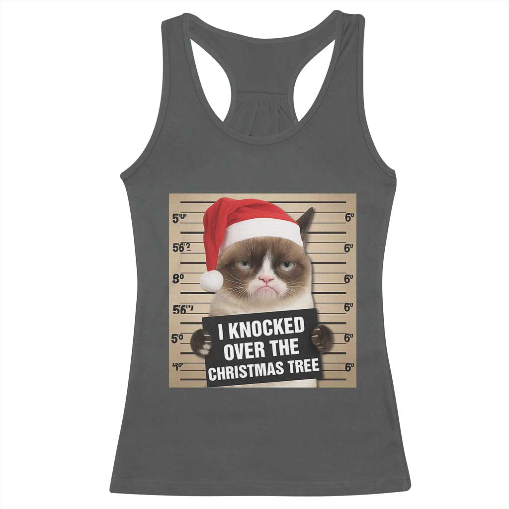 Funny Cat Mugshot Christmas Racerback Tank Top I Will Protect You Kitten No Matter What TS14 Dark Heather Print Your Wear