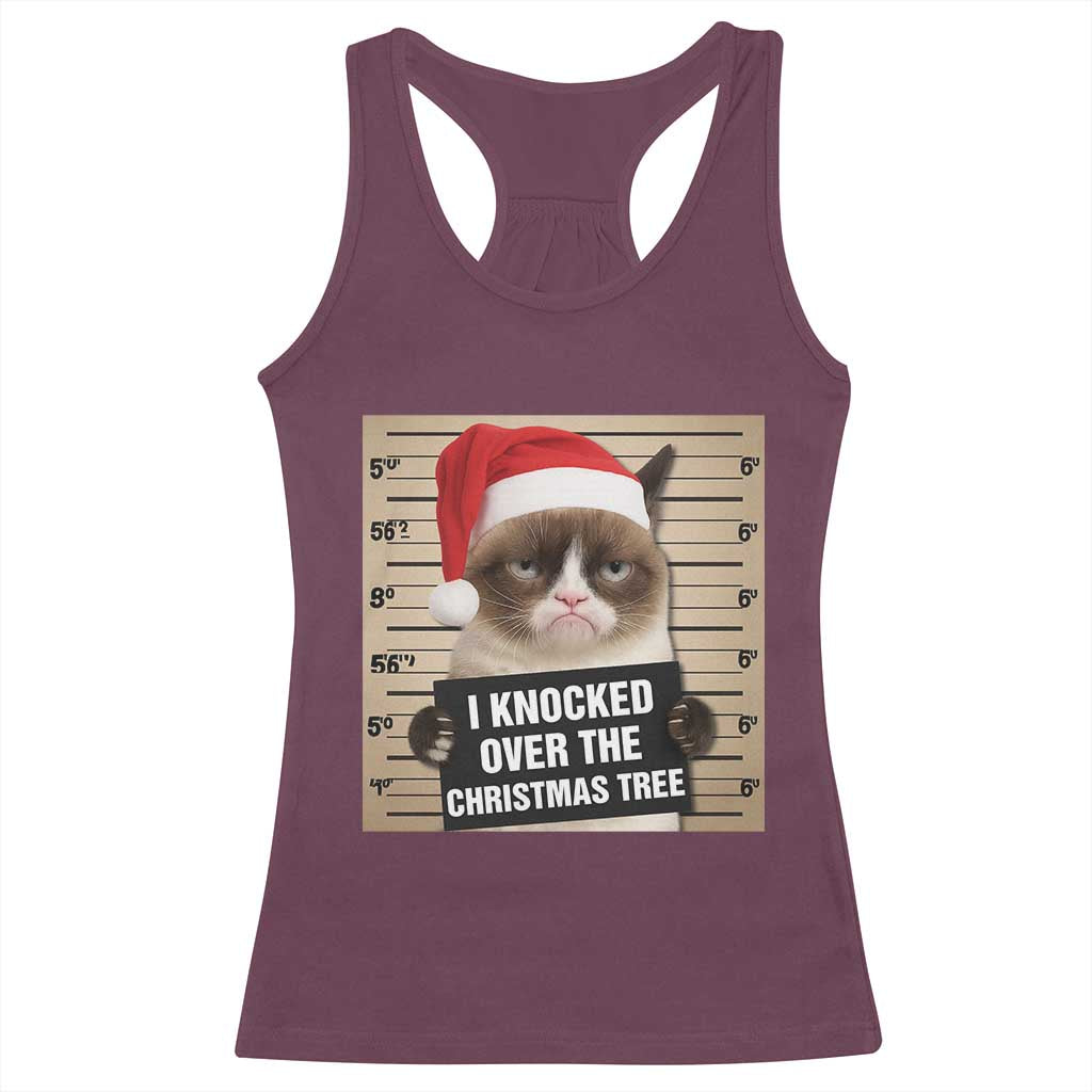Funny Cat Mugshot Christmas Racerback Tank Top I Will Protect You Kitten No Matter What TS14 Maroon Print Your Wear