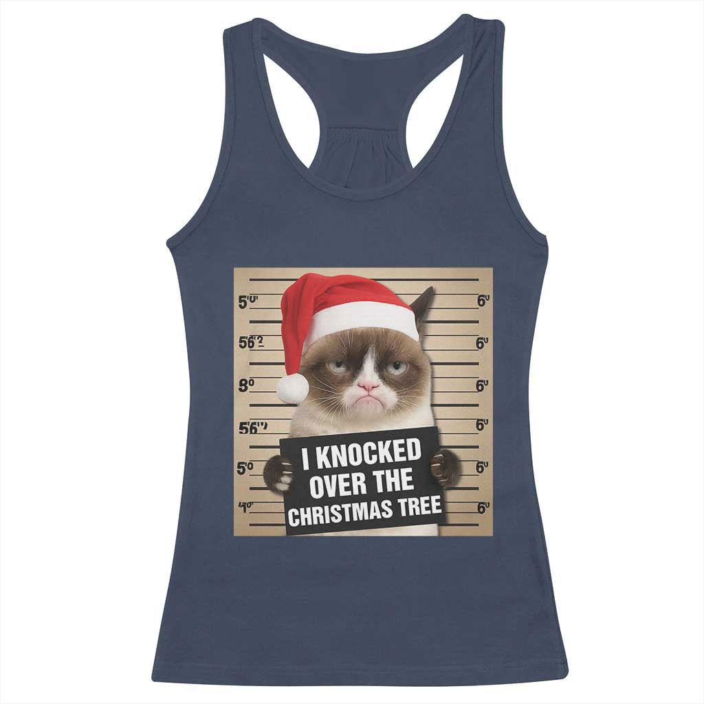 Funny Cat Mugshot Christmas Racerback Tank Top I Will Protect You Kitten No Matter What TS14 Navy Print Your Wear