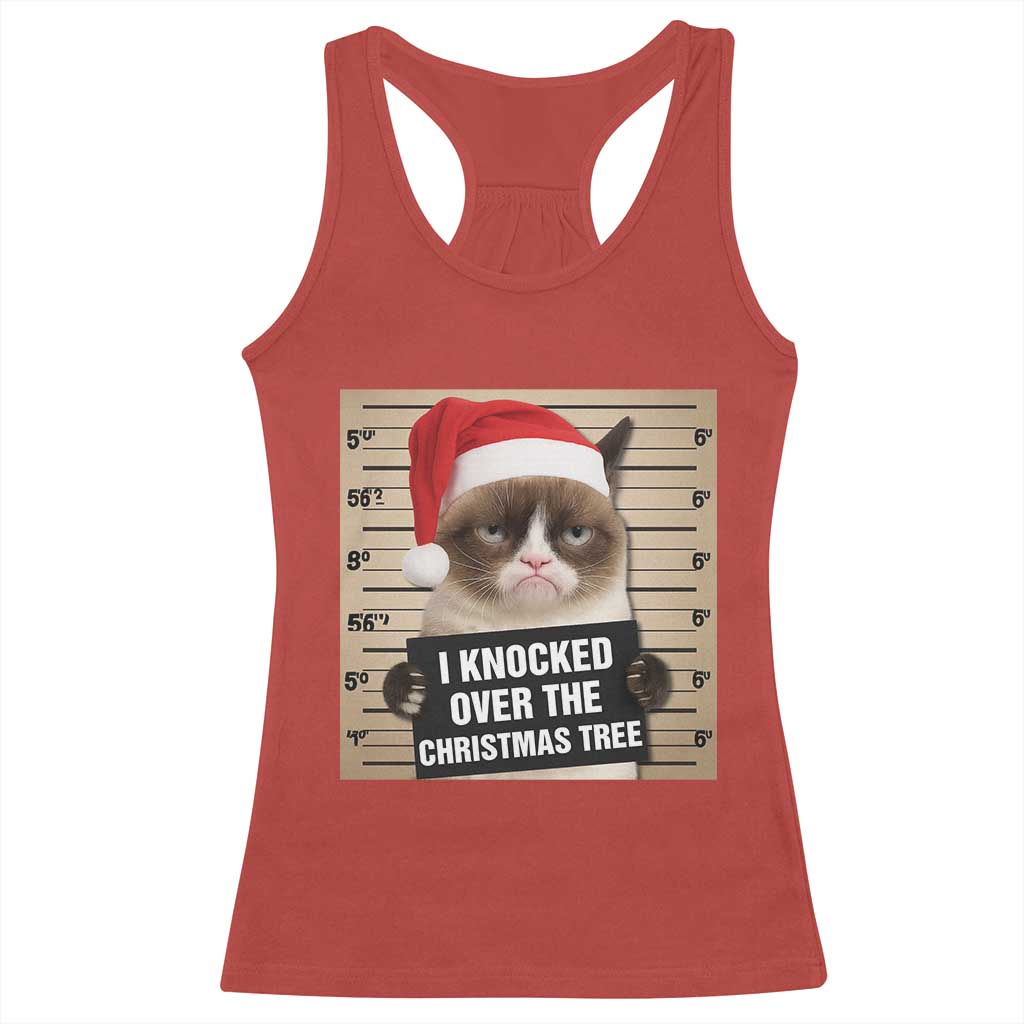 Funny Cat Mugshot Christmas Racerback Tank Top I Will Protect You Kitten No Matter What TS14 Red Print Your Wear