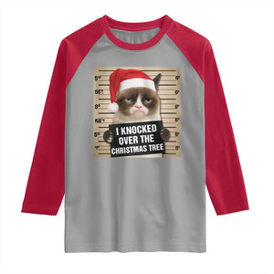 Funny Cat Mugshot Christmas Raglan Shirt I Will Protect You Kitten No Matter What TS14 Sport Gray Red Print Your Wear