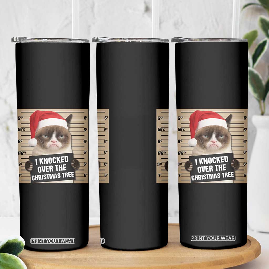 Funny Cat Mugshot Christmas Skinny Tumbler I Will Protect You Kitten No Matter What TS14 Print Your Wear