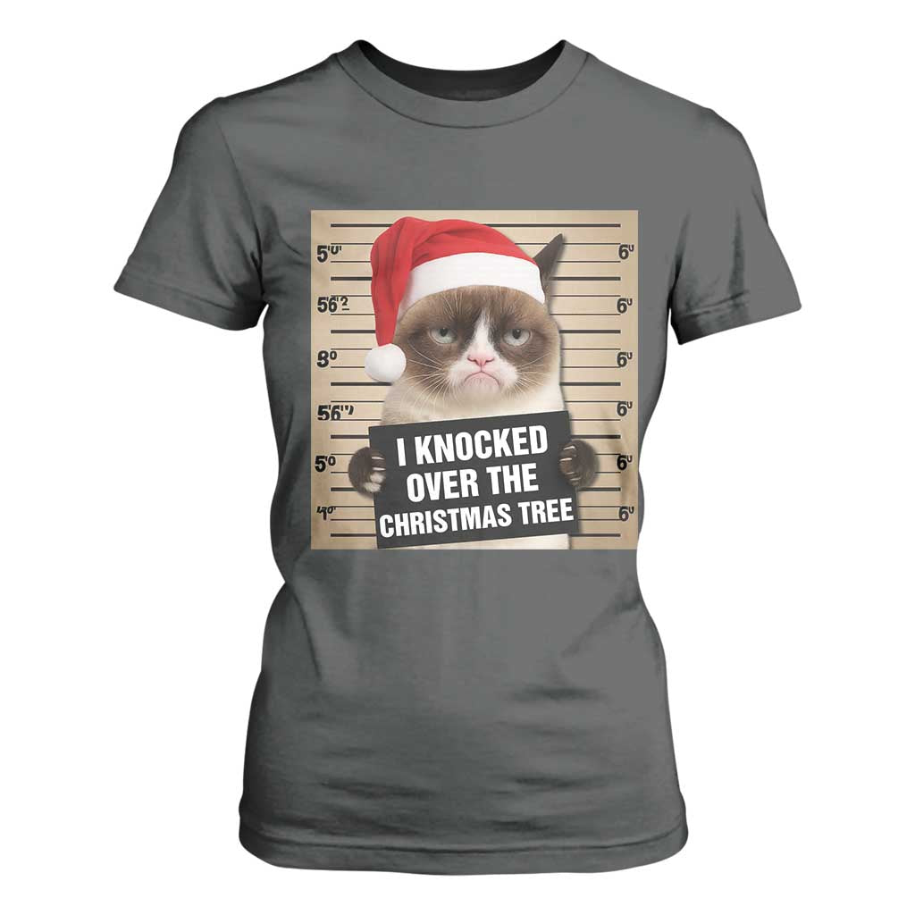 Funny Cat Mugshot Christmas T Shirt For Women I Will Protect You Kitten No Matter What TS14 Dark Heather Print Your Wear