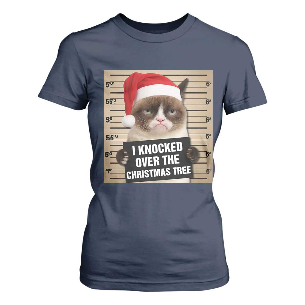 Funny Cat Mugshot Christmas T Shirt For Women I Will Protect You Kitten No Matter What TS14 Navy Print Your Wear