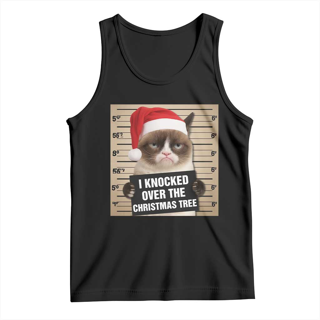 Funny Cat Mugshot Christmas Tank Top I Will Protect You Kitten No Matter What TS14 Black Print Your Wear