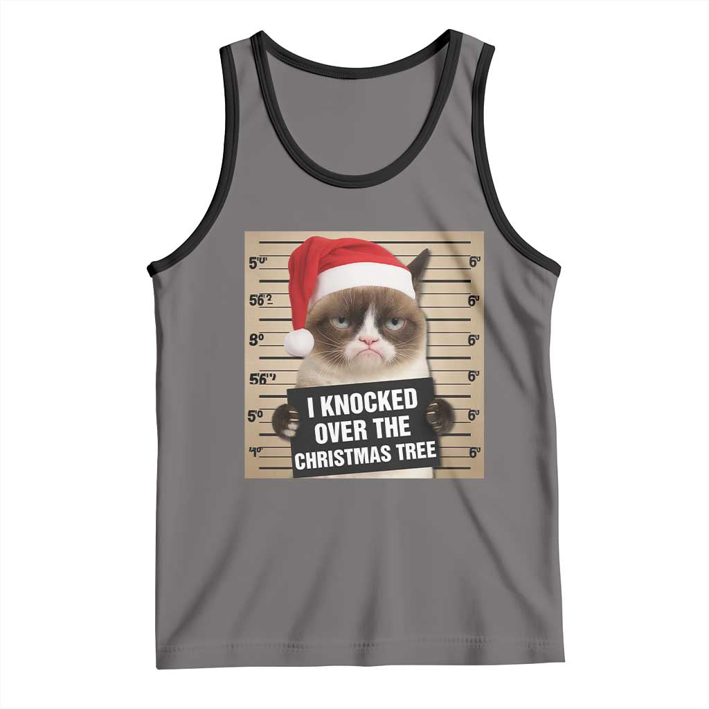 Funny Cat Mugshot Christmas Tank Top I Will Protect You Kitten No Matter What TS14 Deep Heather Black Print Your Wear