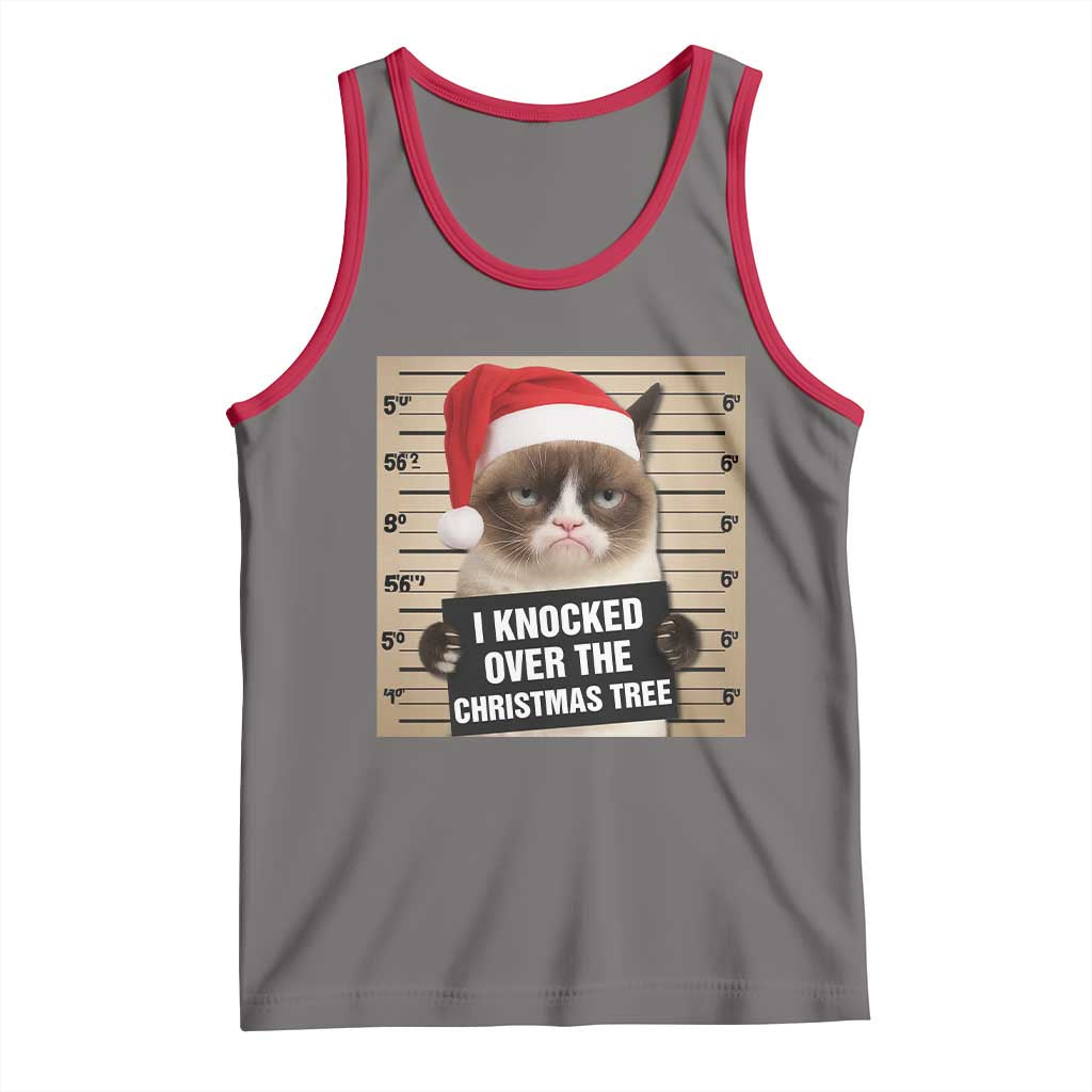 Funny Cat Mugshot Christmas Tank Top I Will Protect You Kitten No Matter What TS14 Deep Heather Red Print Your Wear