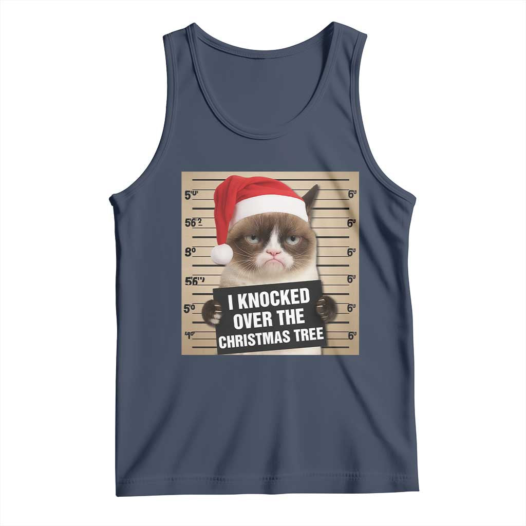 Funny Cat Mugshot Christmas Tank Top I Will Protect You Kitten No Matter What TS14 Navy Print Your Wear
