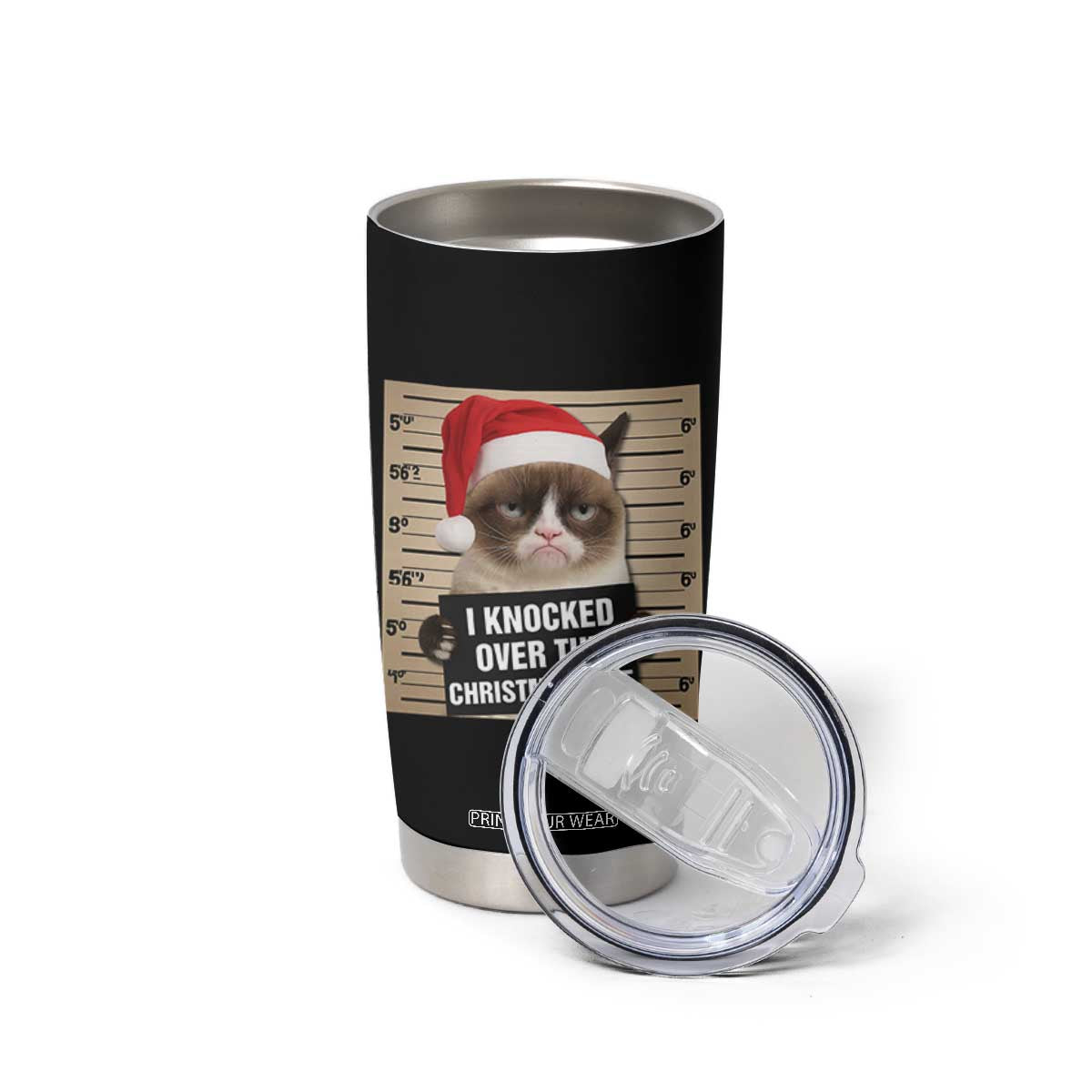Funny Cat Mugshot Christmas Tumbler Cup I Will Protect You Kitten No Matter What TS14 Print Your Wear