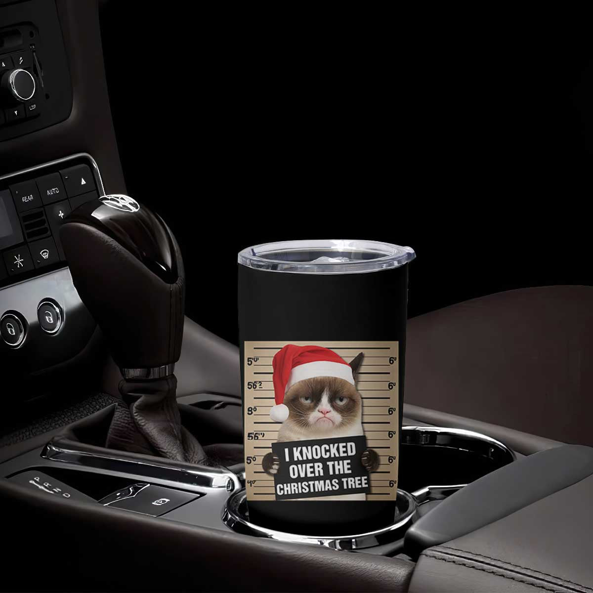 Funny Cat Mugshot Christmas Tumbler Cup I Will Protect You Kitten No Matter What TS14 Print Your Wear