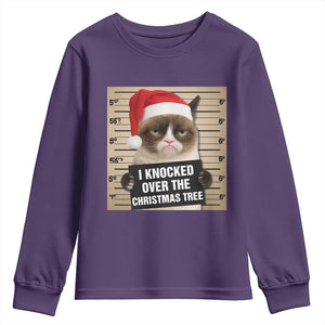 Funny Cat Mugshot Christmas Youth Sweatshirt I Will Protect You Kitten No Matter What TS14 Purple Print Your Wear