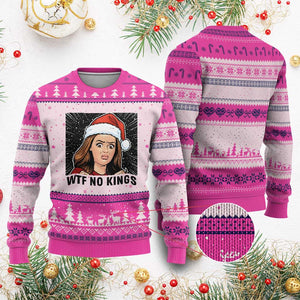 No Kings Ugly Christmas Sweater Funny Disgusting Doll Face Meme Xmas TS14 Hot Pink Print Your Wear