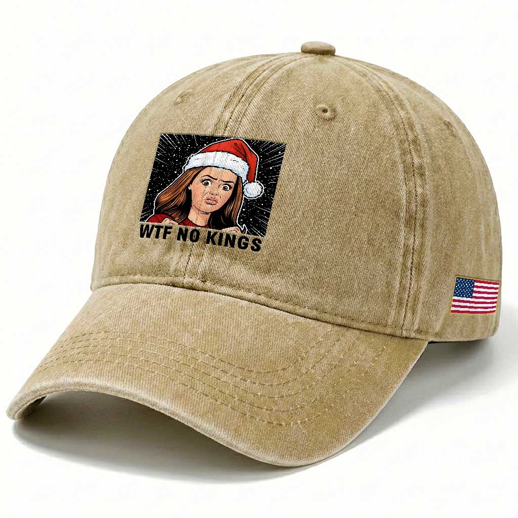 No Kings Washed Cotton Baseball Cap Funny Disgusting Doll Face Meme Christmas TS14 Print Your Wear